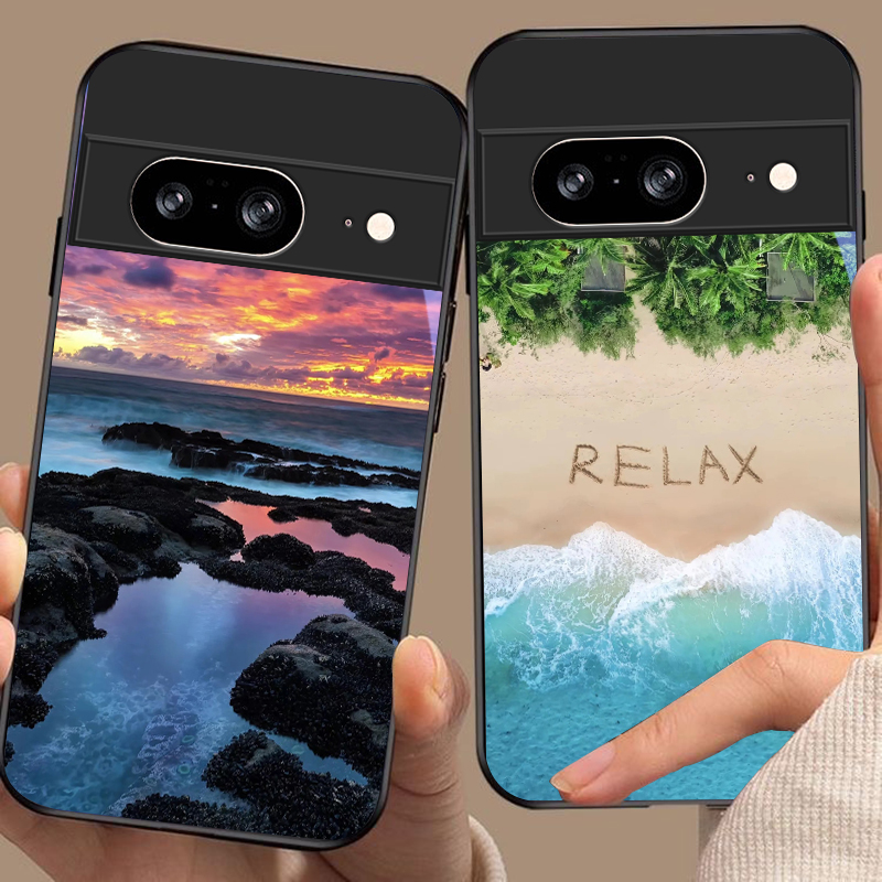 Google Pixel 9 Pro - Scenografia del tramonto costiero per Google
