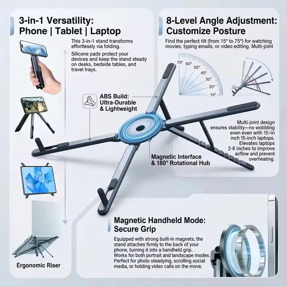 Selfie Stick Tripod - Supporto Magnetico Portatile per Telefono e